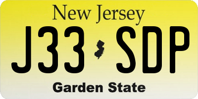NJ license plate J33SDP