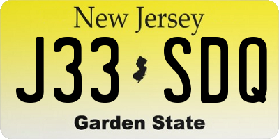 NJ license plate J33SDQ
