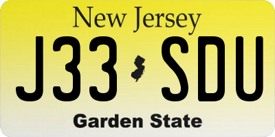 NJ license plate J33SDU