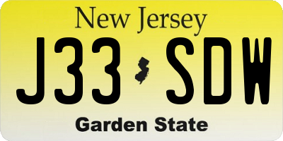 NJ license plate J33SDW
