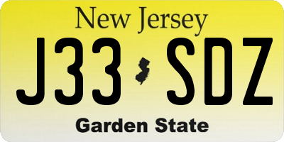 NJ license plate J33SDZ