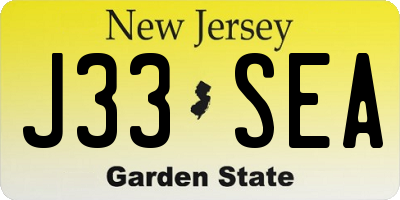 NJ license plate J33SEA