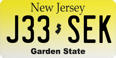 NJ license plate J33SEK