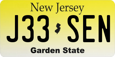 NJ license plate J33SEN