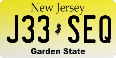 NJ license plate J33SEQ