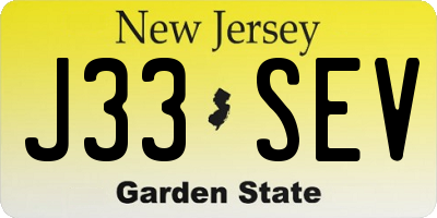 NJ license plate J33SEV
