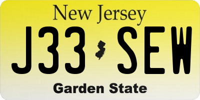 NJ license plate J33SEW