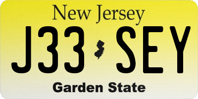 NJ license plate J33SEY