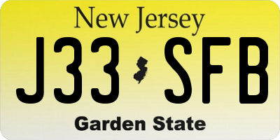 NJ license plate J33SFB