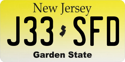 NJ license plate J33SFD