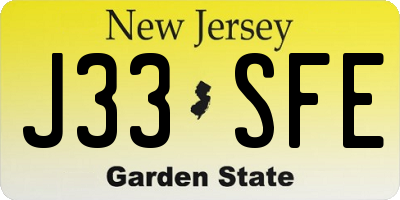 NJ license plate J33SFE