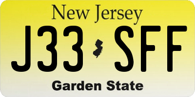 NJ license plate J33SFF