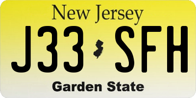NJ license plate J33SFH