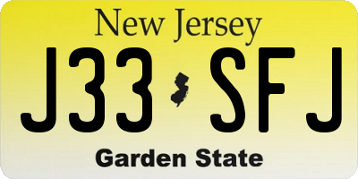 NJ license plate J33SFJ