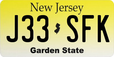 NJ license plate J33SFK