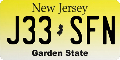 NJ license plate J33SFN