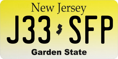 NJ license plate J33SFP