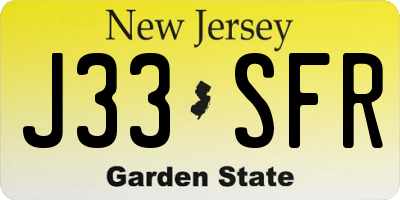 NJ license plate J33SFR