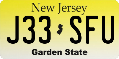 NJ license plate J33SFU