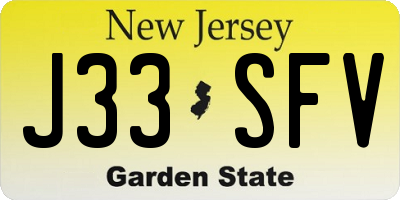 NJ license plate J33SFV
