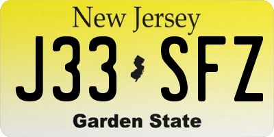 NJ license plate J33SFZ