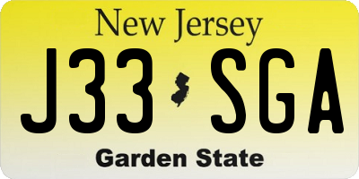 NJ license plate J33SGA