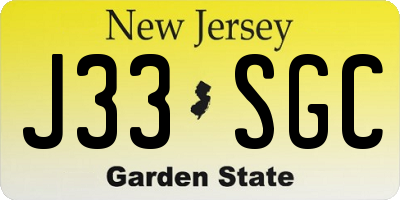 NJ license plate J33SGC
