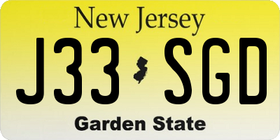 NJ license plate J33SGD