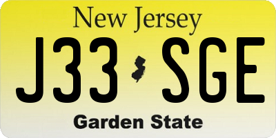 NJ license plate J33SGE