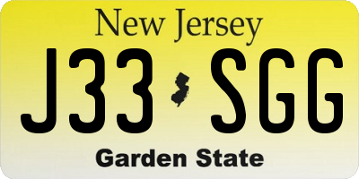 NJ license plate J33SGG