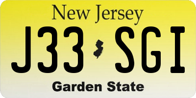 NJ license plate J33SGI