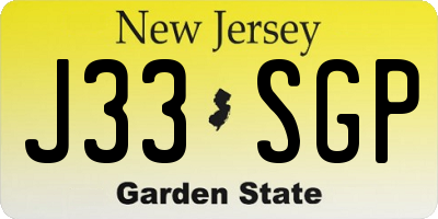 NJ license plate J33SGP