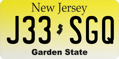 NJ license plate J33SGQ