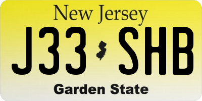 NJ license plate J33SHB
