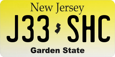 NJ license plate J33SHC