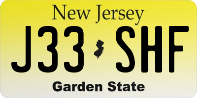 NJ license plate J33SHF