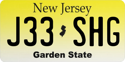 NJ license plate J33SHG