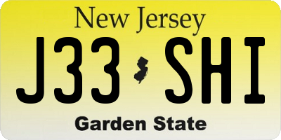 NJ license plate J33SHI