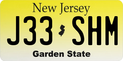 NJ license plate J33SHM