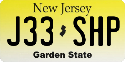 NJ license plate J33SHP