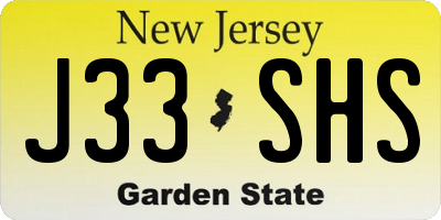 NJ license plate J33SHS