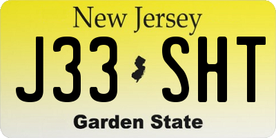 NJ license plate J33SHT