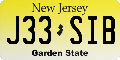 NJ license plate J33SIB