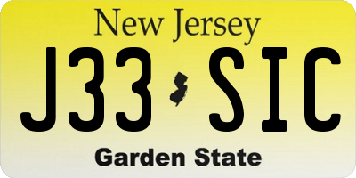 NJ license plate J33SIC