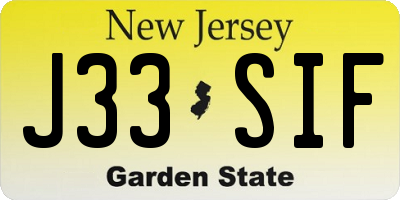 NJ license plate J33SIF