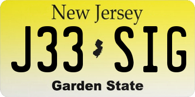 NJ license plate J33SIG