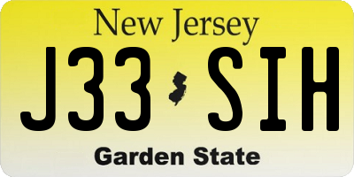 NJ license plate J33SIH