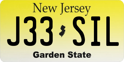 NJ license plate J33SIL