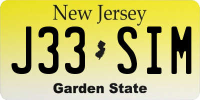 NJ license plate J33SIM