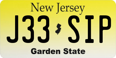NJ license plate J33SIP